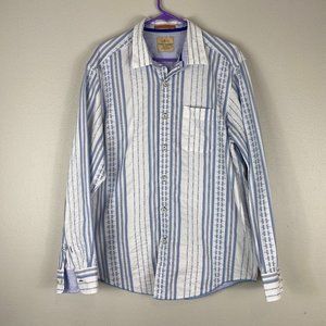 Tommy Bahama Blue and White Striped Casual Button Down Shirt